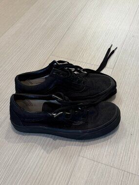 Vans: Old Skool Blackout All Black Low Top Sneakers - Size 6